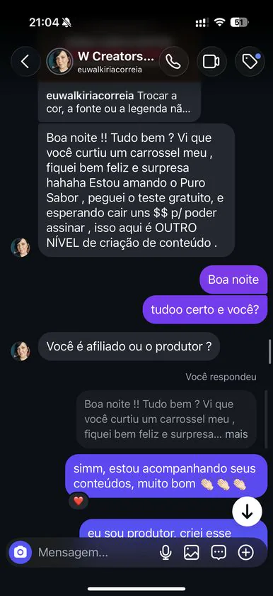 Print original do depoimento 8 de um assinante do Puro Suco da IA