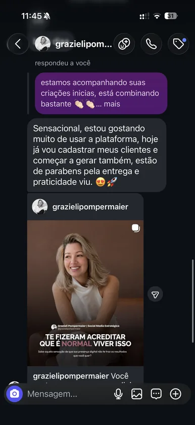 Print original do depoimento 6 de um assinante do Puro Suco da IA