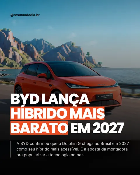 Carros, slide 1 de 7: BYD lança híbrido mais barato em 2027